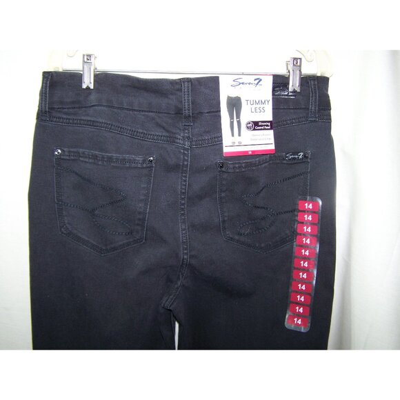 Seven 7 Jeans Black Tummy Less Skinny High Rise 14 Black NWT - Picture 3 of 10